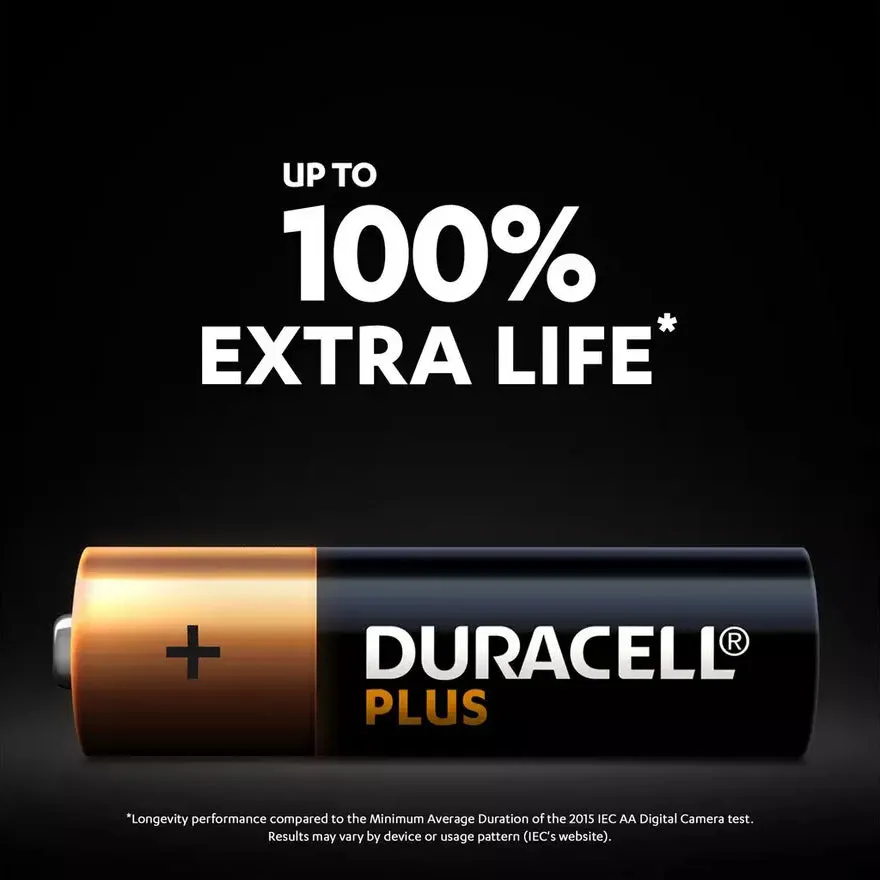 12 Pack Duracell Plus AA Batteries 100 % Extra Life 1.5V ALKALINE EXP 2032