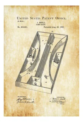 1889 Toy Patent - Patent Print, Game Room Decor, Game Board Patent, Game Night, Board Game Patent, Game Room Art, Vintage Toy