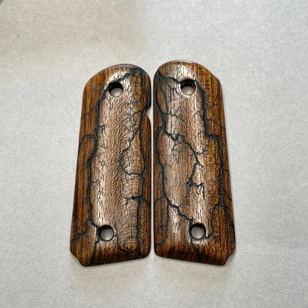 1911 Compact Size Electrocuted Sapele Grips - 028