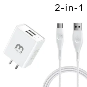 2-in-1 Travel Charger with 6FT Micro USB Cable