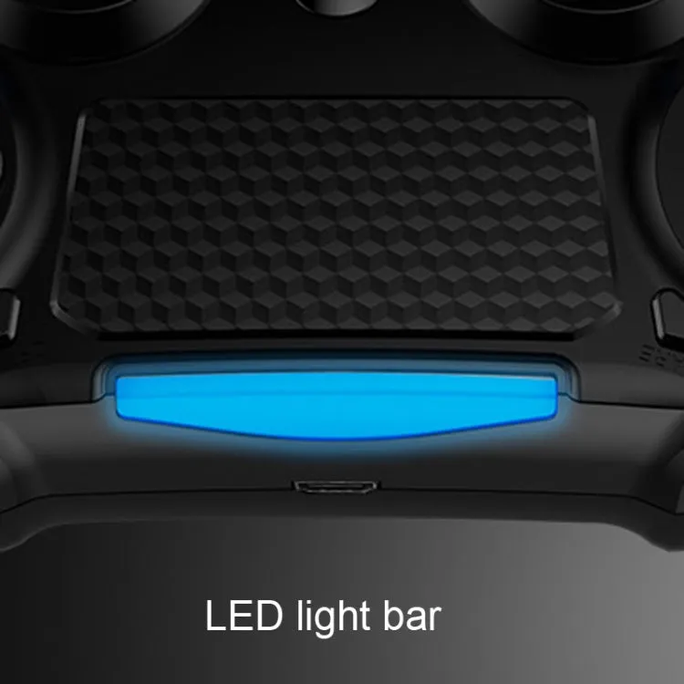 2 PCS Bluetooth Wireless Gamepad Touch Screen With Light Audio Dual Vibration Controller For PS4(Black)
