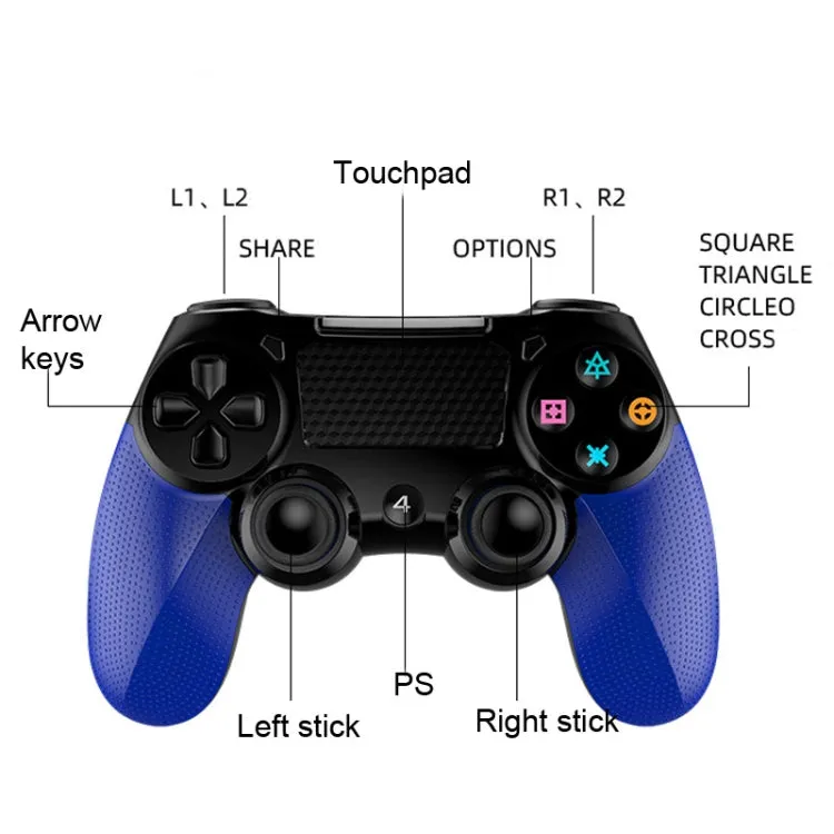 2 PCS Bluetooth Wireless Gamepad Touch Screen With Light Audio Dual Vibration Controller For PS4(Black)
