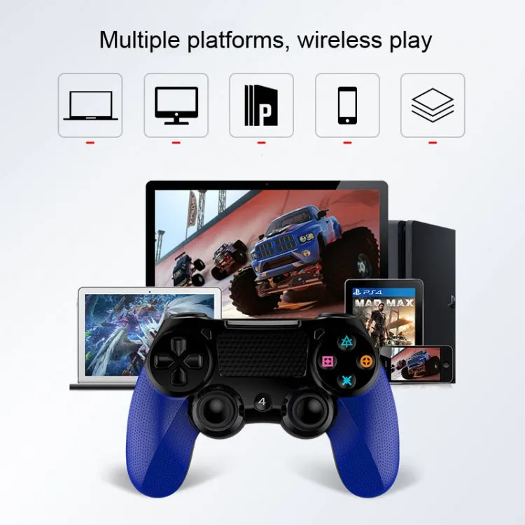 2 PCS Bluetooth Wireless Gamepad Touch Screen With Light Audio Dual Vibration Controller For PS4(Black)