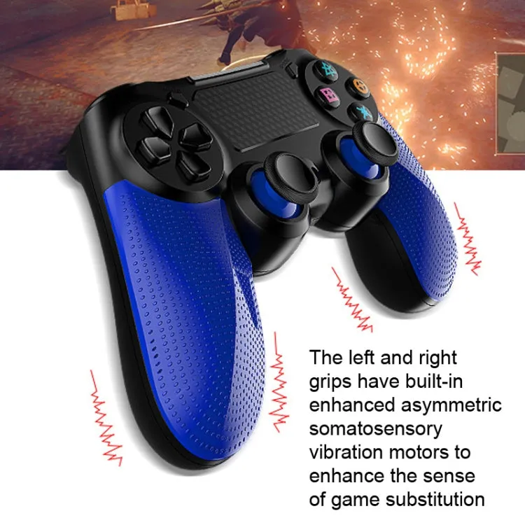 2 PCS Bluetooth Wireless Gamepad Touch Screen With Light Audio Dual Vibration Controller For PS4(Black)