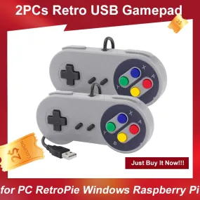 2PCs USB Gamepad Retro Gaming Joystick Wired Controller for Linux SNES Game PC NESPi RetroPie Windows Raspberry Pi 4B 3B  3B
