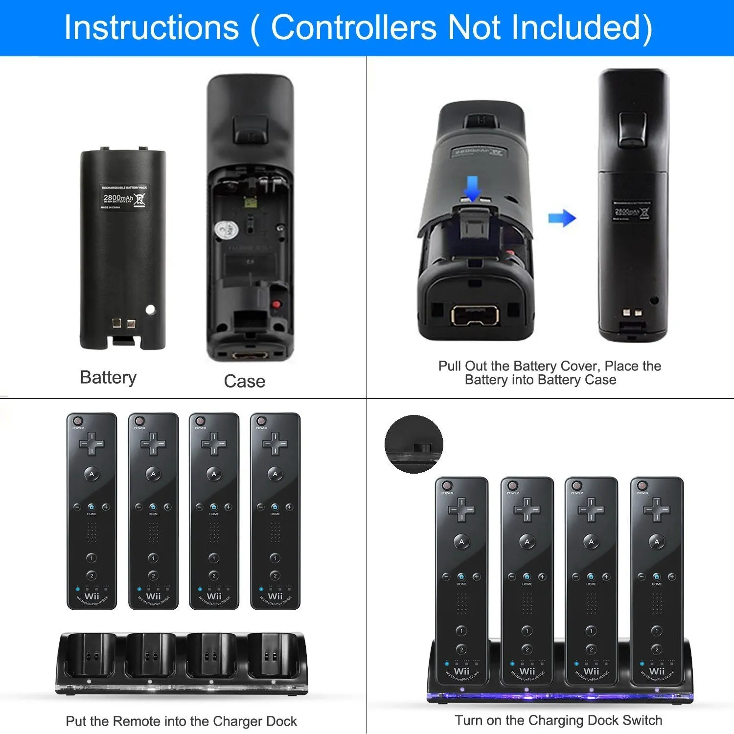 4 Remotes Charging Dock