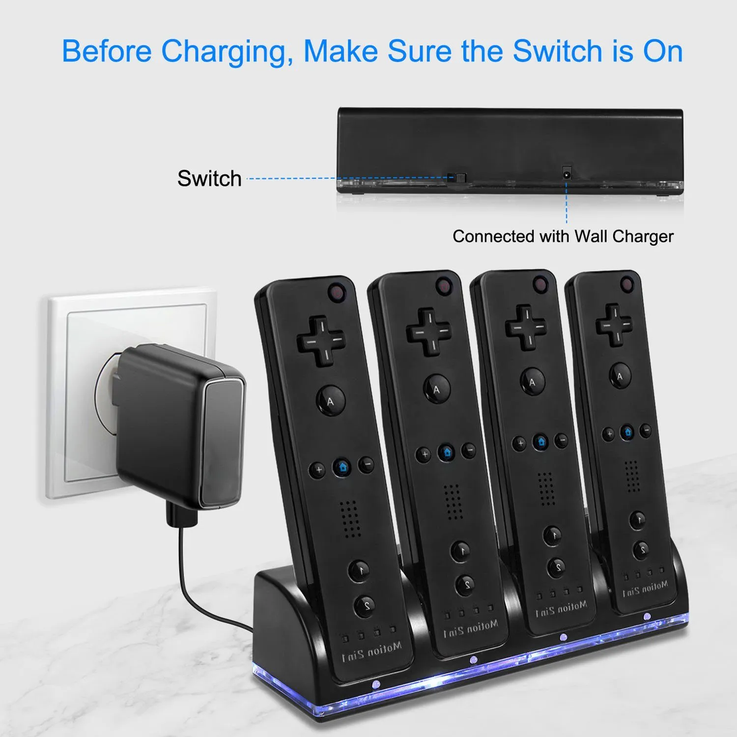 4 Remotes Charging Dock