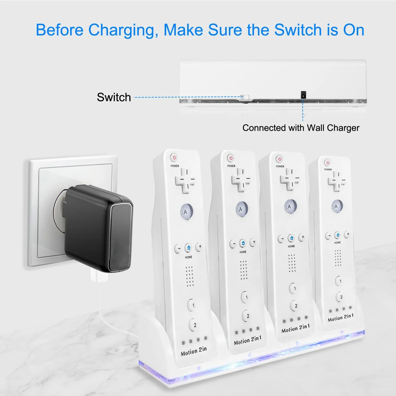 4 Remotes Charging Dock