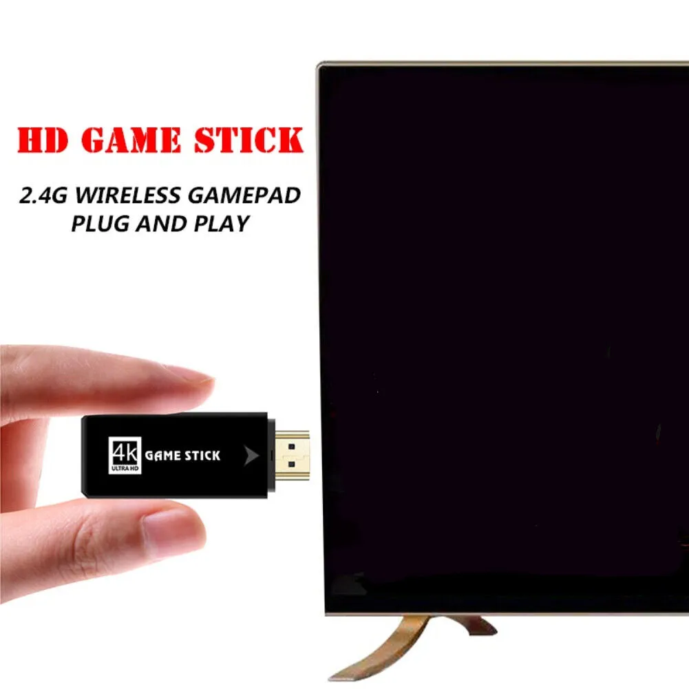 64G Retro Game Console Stick, 2 Wireless Controllers, HDMI, 4K HD