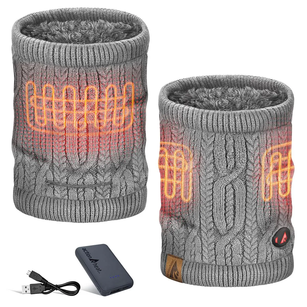 ActionHeat 5V Battery Cable Knit Heated Neck Gaiter