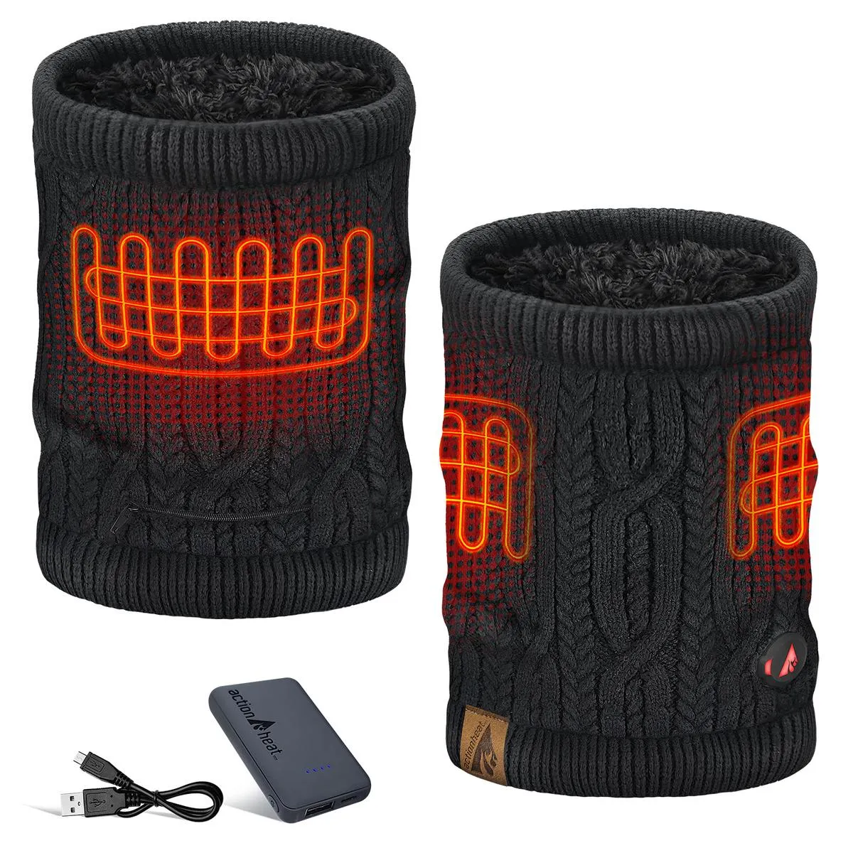 ActionHeat 5V Battery Cable Knit Heated Neck Gaiter