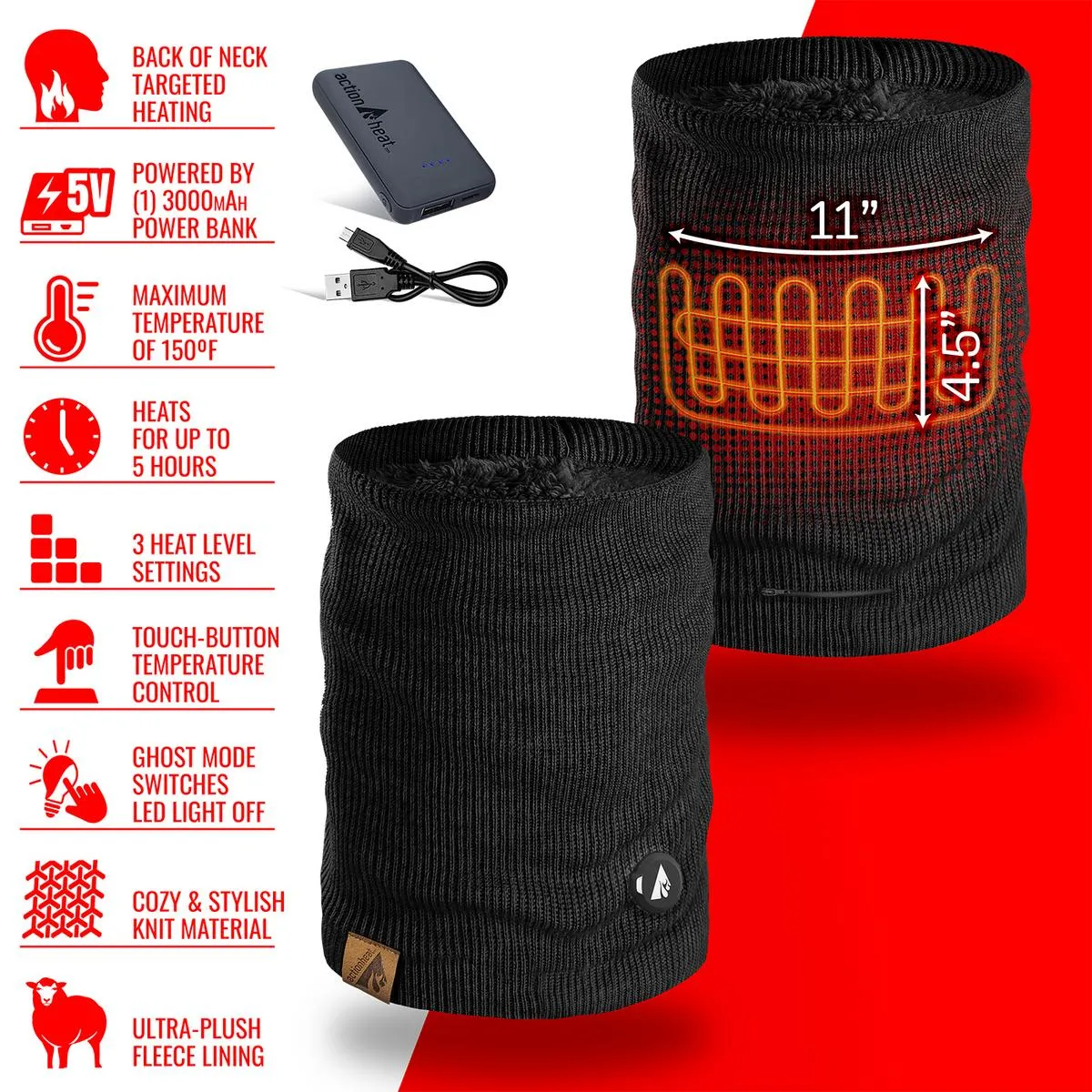 ActionHeat 5V Battery Heated Knit Gaiter