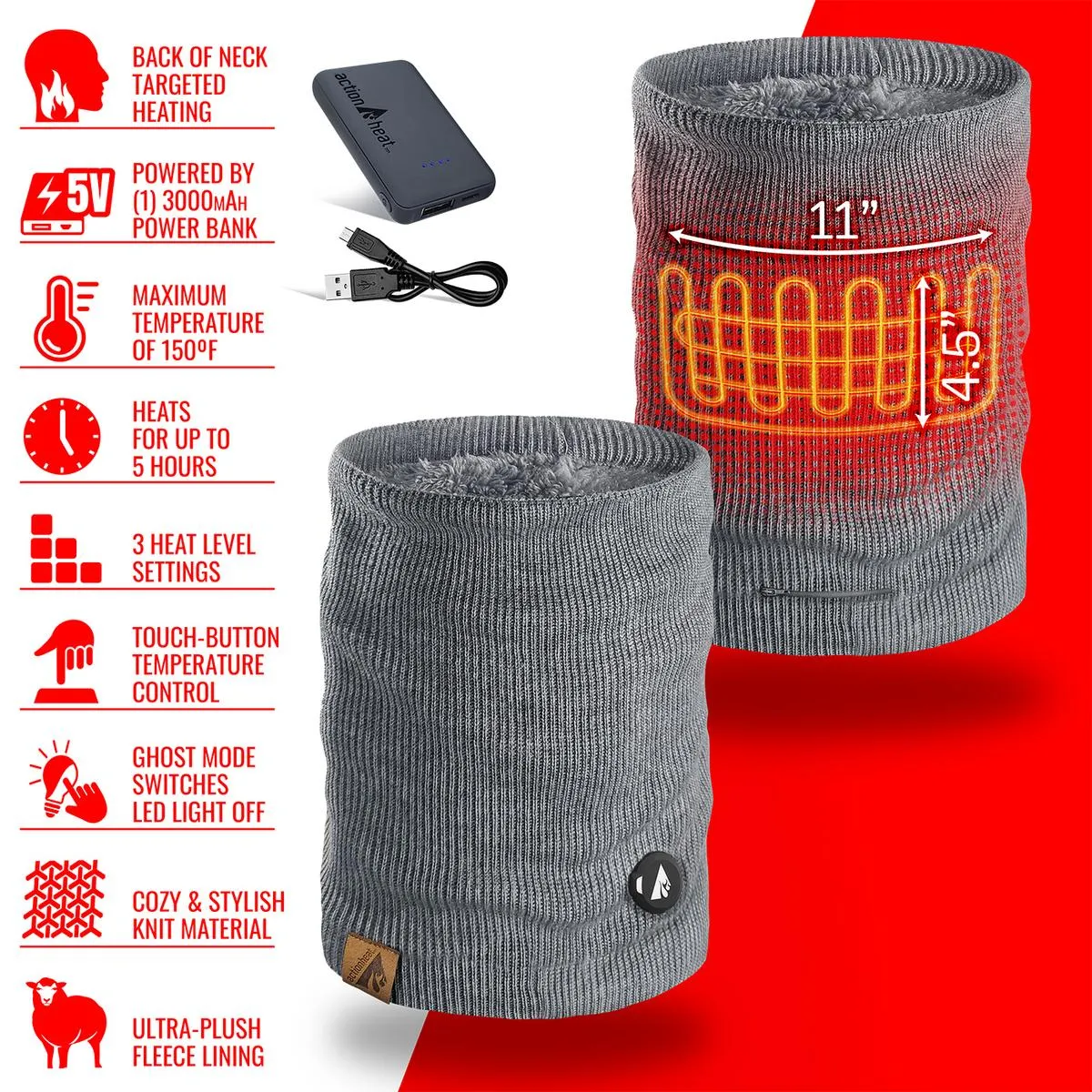 ActionHeat 5V Battery Heated Knit Gaiter