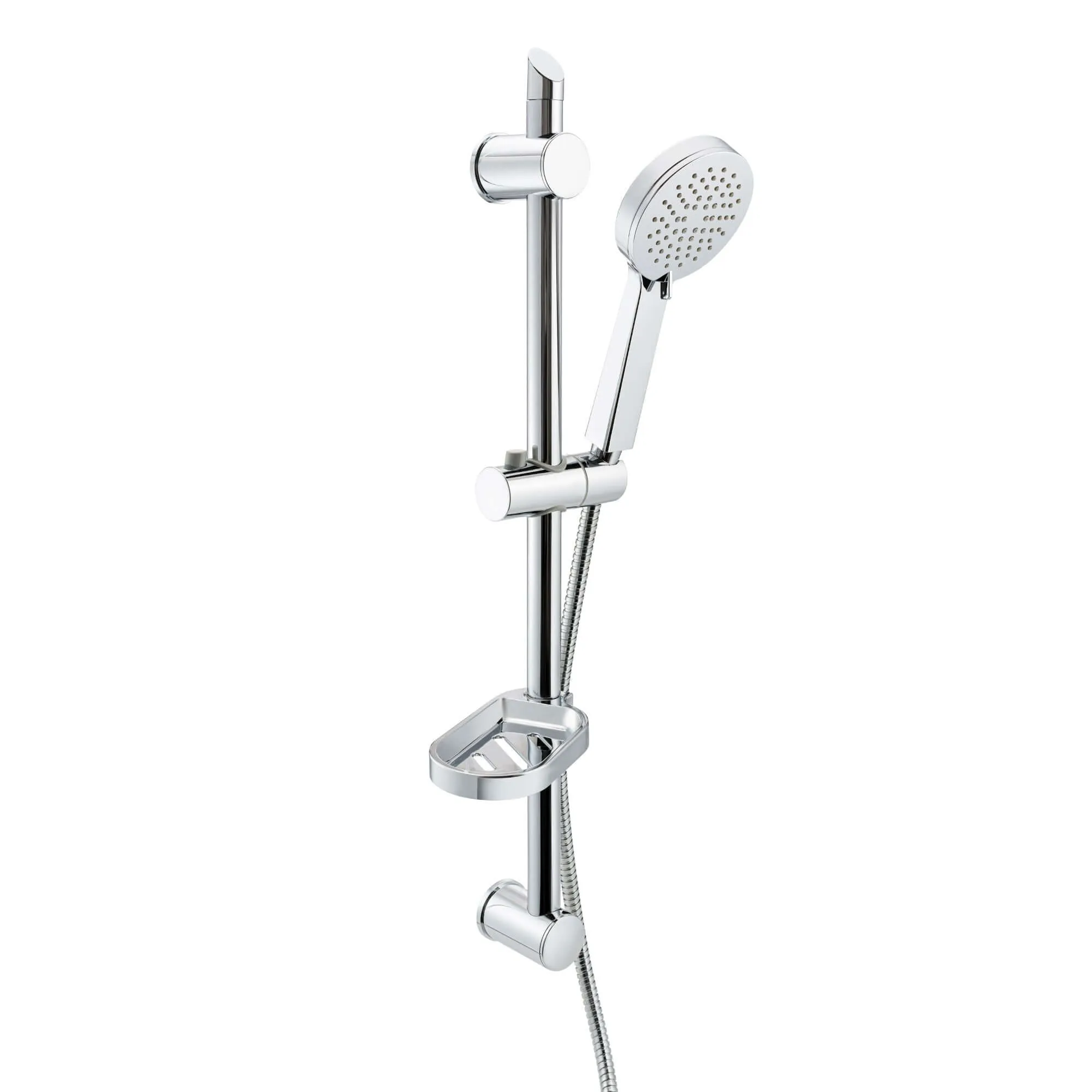 Adjustable Shower Slider Riser Rail Kit With 3 Setting Shower Head, Hose - Chrome