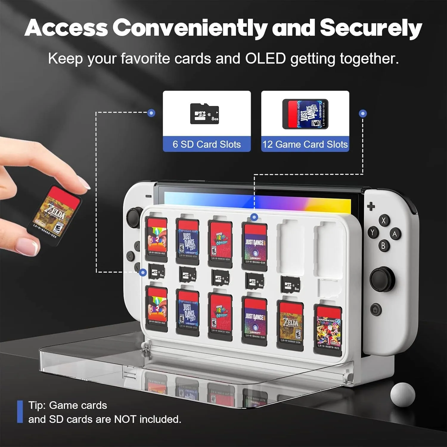 Akitomo Game Card Show Case Dock Holder 12 6 for Nintendo Switch OLED
