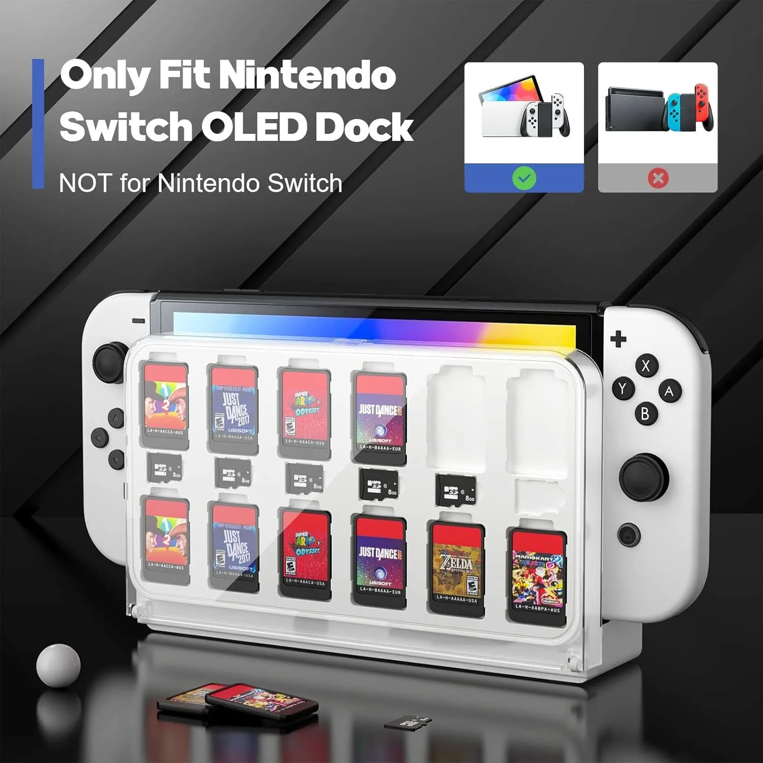 Akitomo Game Card Show Case Dock Holder 12 6 for Nintendo Switch OLED