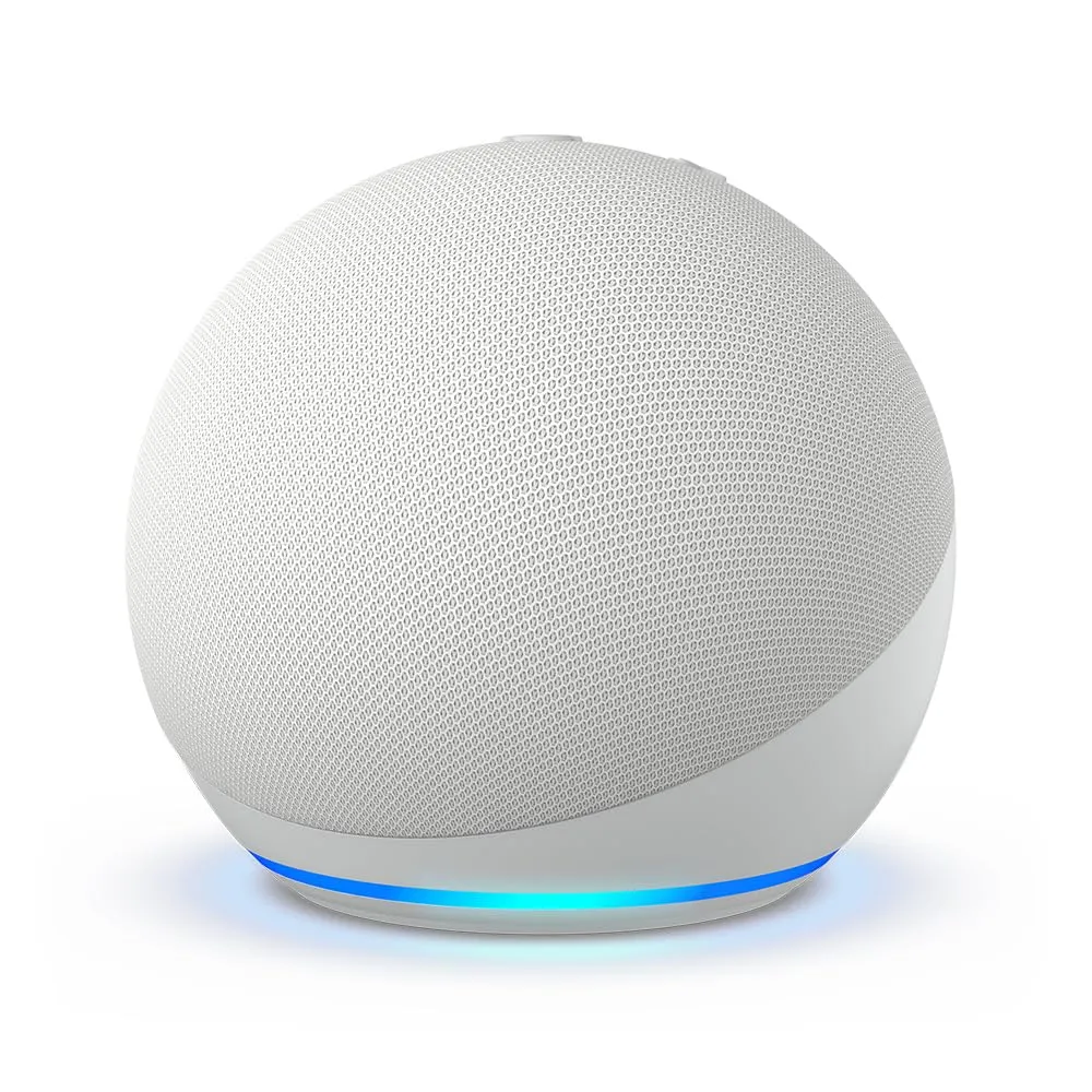 Amazon Echo Dot (newest model), With bigger vibrant sound, helpful routines and Alexa, Glacier White