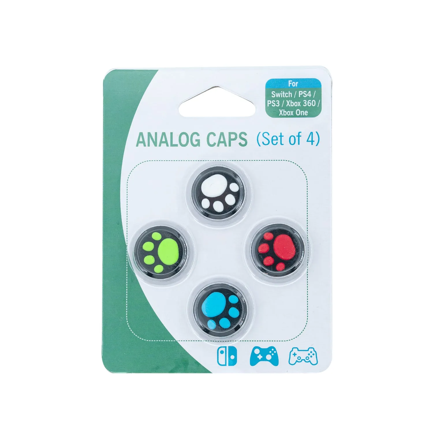 Analog Thumb Cap Set for Dualshock 4 / Xbox ONE Controller Black Paw