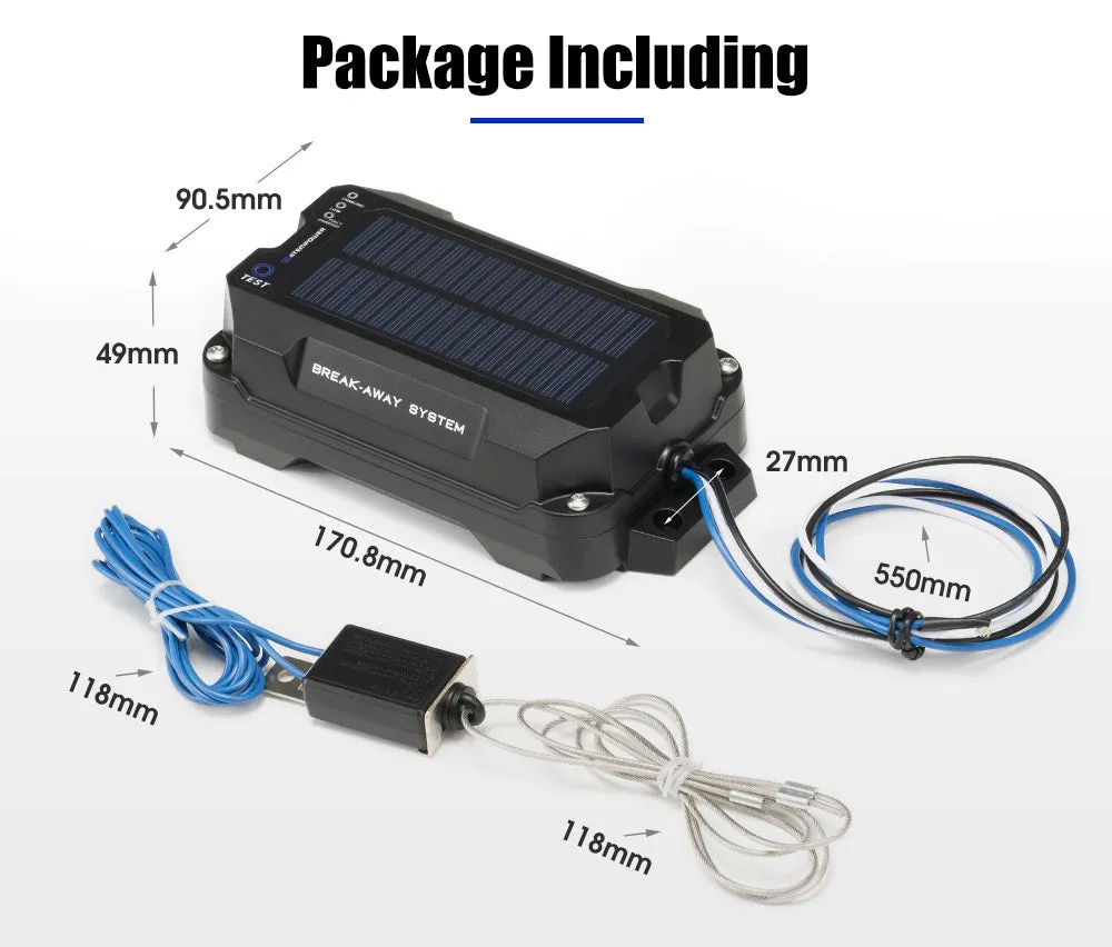 Atem Power Break Away System with Battery& Switch Solar Trailer Electric Brake