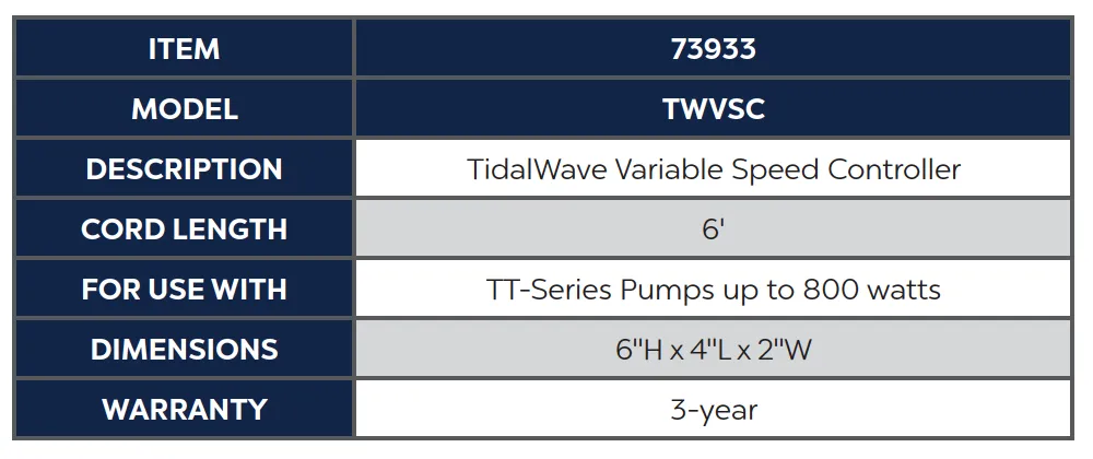 Atlantic Water Gardens: Variable Speed Controller | Controller for Tidal Wave pumps UNDER 800Watts | Control Output on Your TT-Series Pump