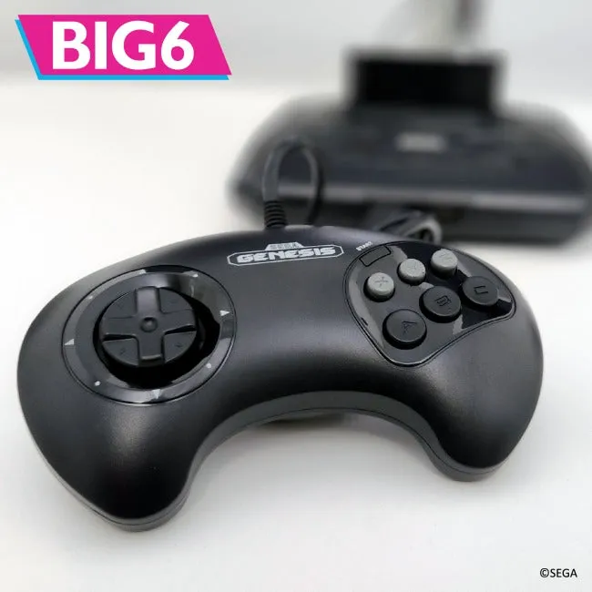 BIG6 wired controller pad for Sega Mega Drive & Genesis officially licensed - 10ft (3 meters) Black | Retro-Bit