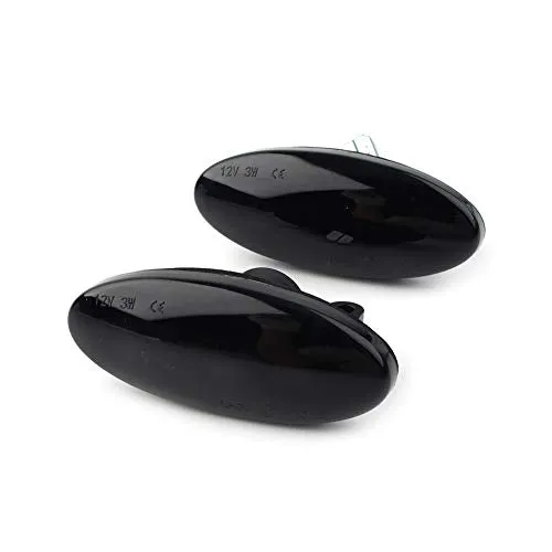 Car Auto Sequential Turn Signal Indicators Side Marker Light Compatible with Nissan Cube, Juke, Leaf, Micra K12 / K13, Note E11, Qashqai J10, X-Trail T31, Black Lens