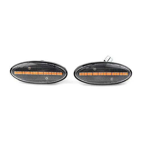 Car Auto Sequential Turn Signal Indicators Side Marker Light Compatible with Nissan Cube, Juke, Leaf, Micra K12 / K13, Note E11, Qashqai J10, X-Trail T31, Clear Lens