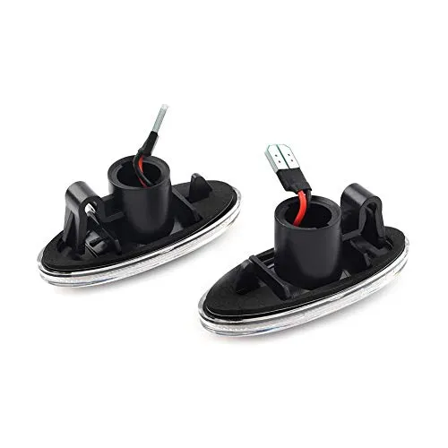 Car Auto Sequential Turn Signal Indicators Side Marker Light Compatible with Nissan Cube, Juke, Leaf, Micra K12 / K13, Note E11, Qashqai J10, X-Trail T31, Clear Lens