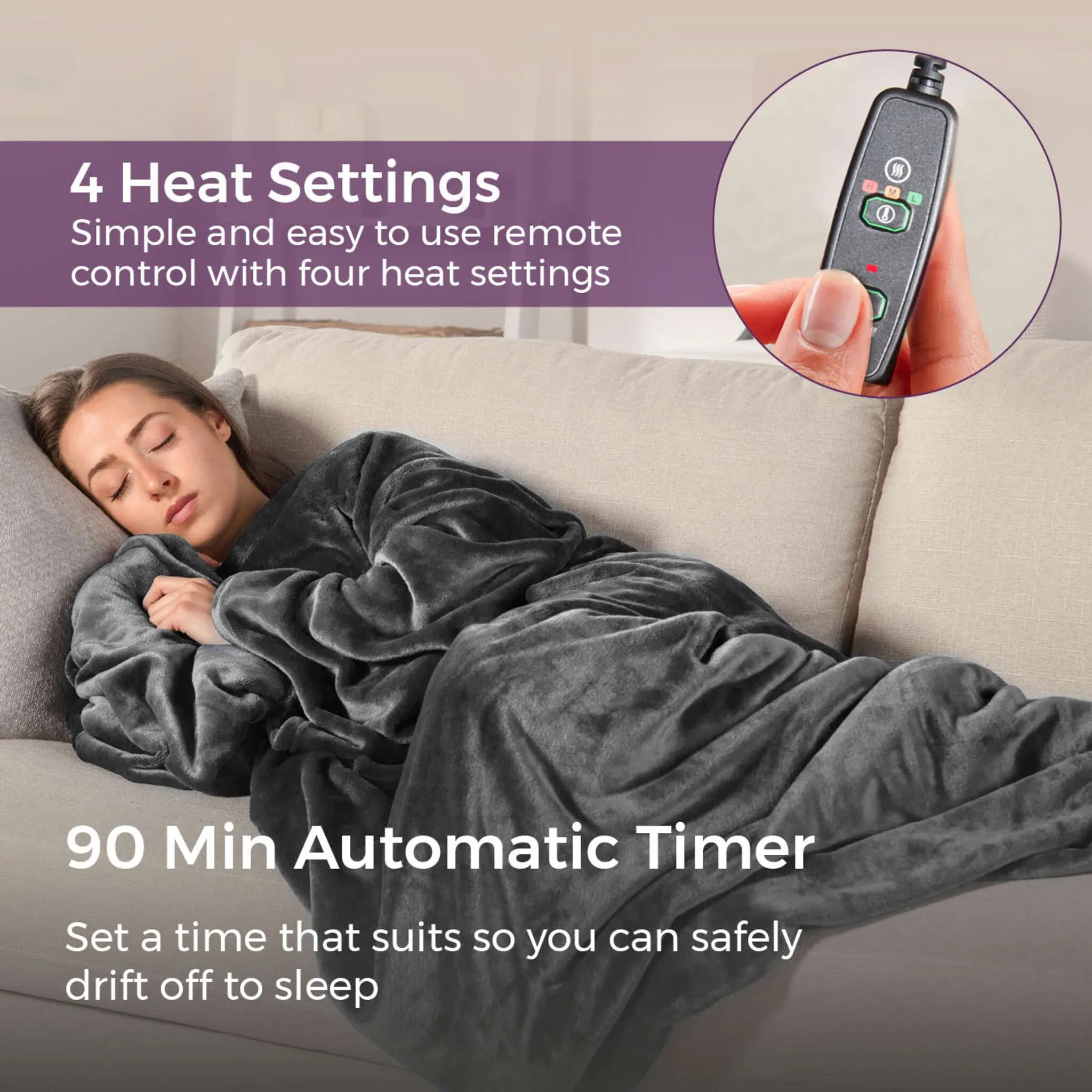 Carmen C81149GRY Heated Wearable Blanket