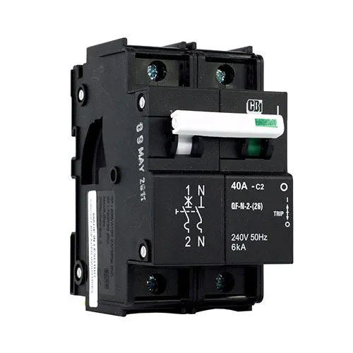 CBi Dual Mount Low Rating Circuit Breaker C2 1 Pole   Neutral 6kA - QF-N-2(26)