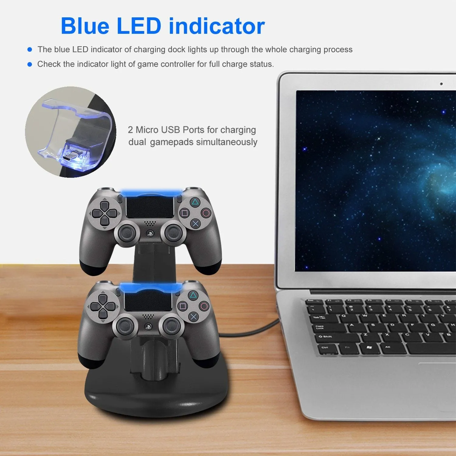 Charging Dock Station Dual Micro USB Stand for PS4 Pro