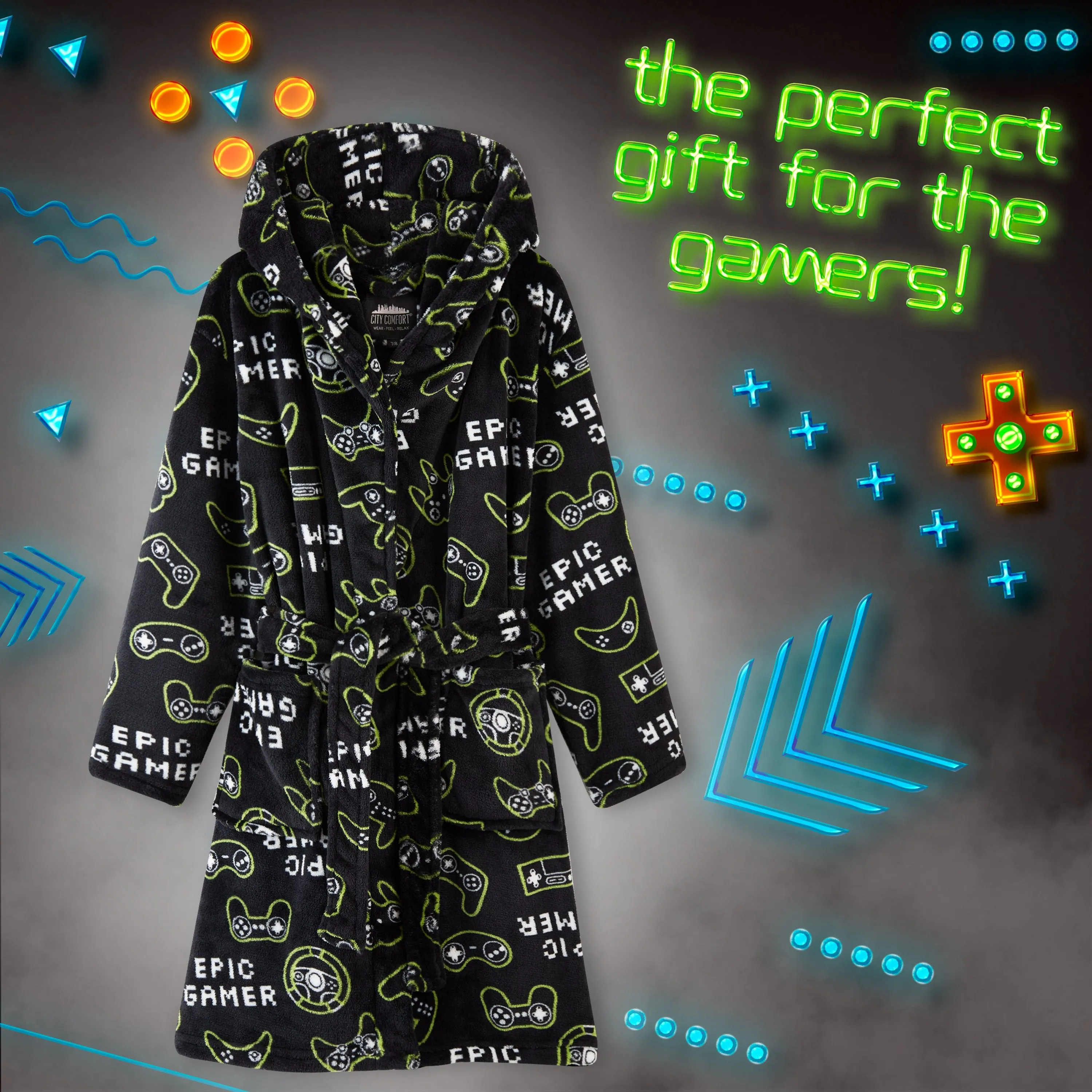CityComfort Boys Dressing Gown, Gaming Fleece Dressing Gown For Kids