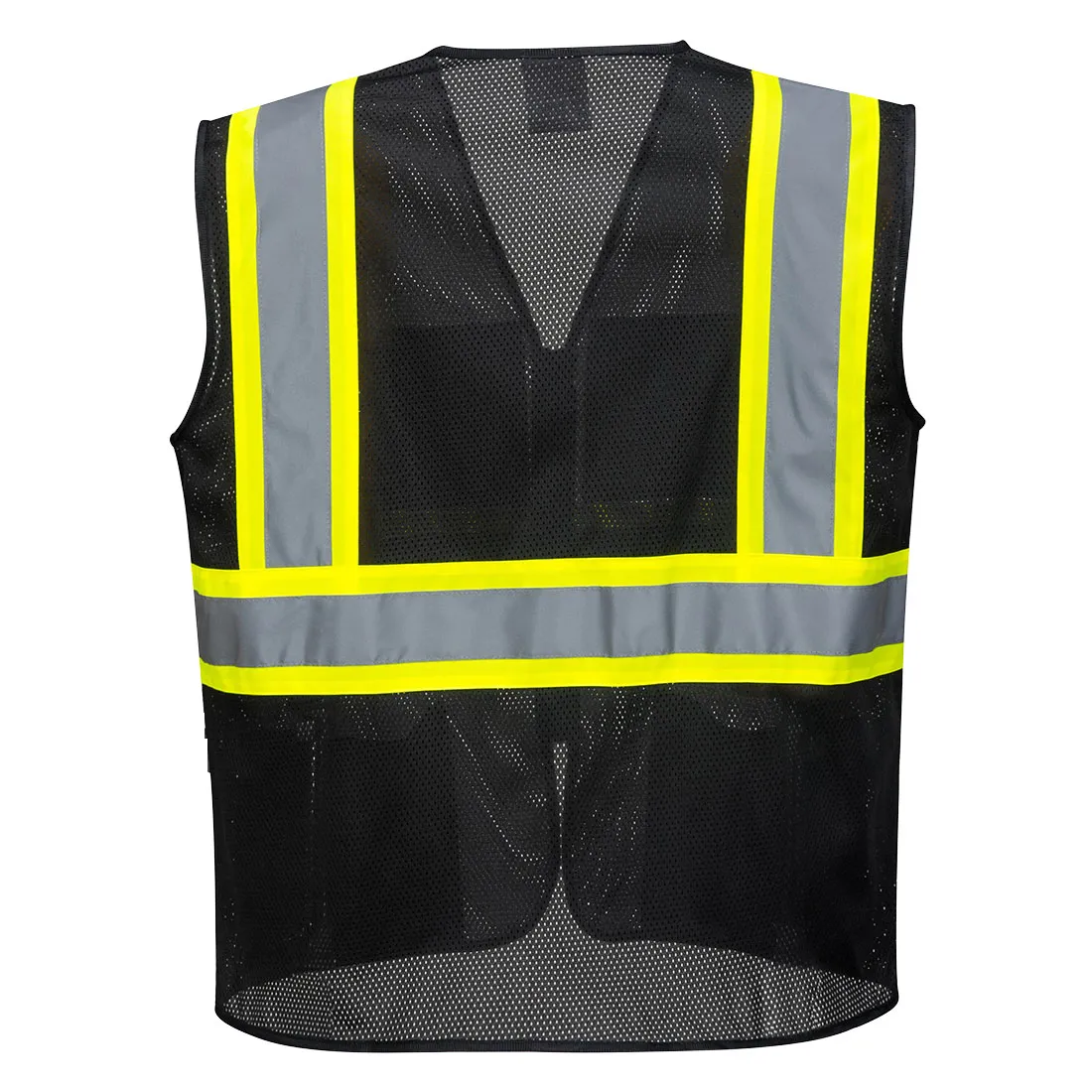Custom Black Safety Vest Reflective High Visibility with Pockets
