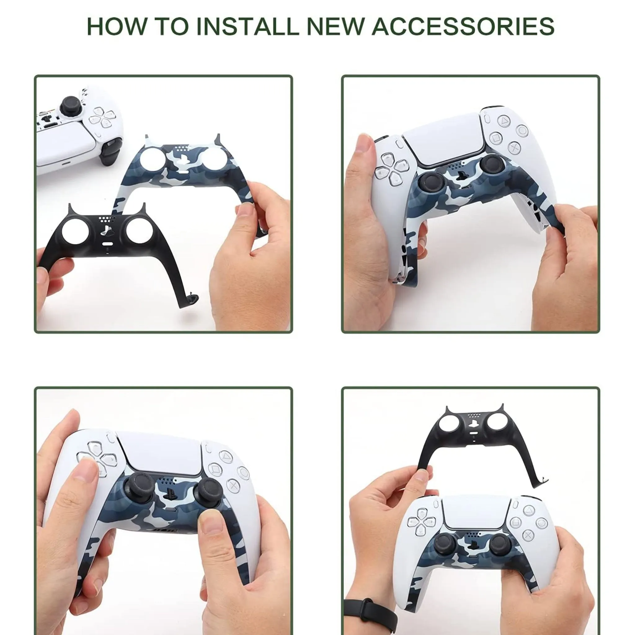 Decoration Shell Cover with Two Analog Grips For PS5 DualSense Controller