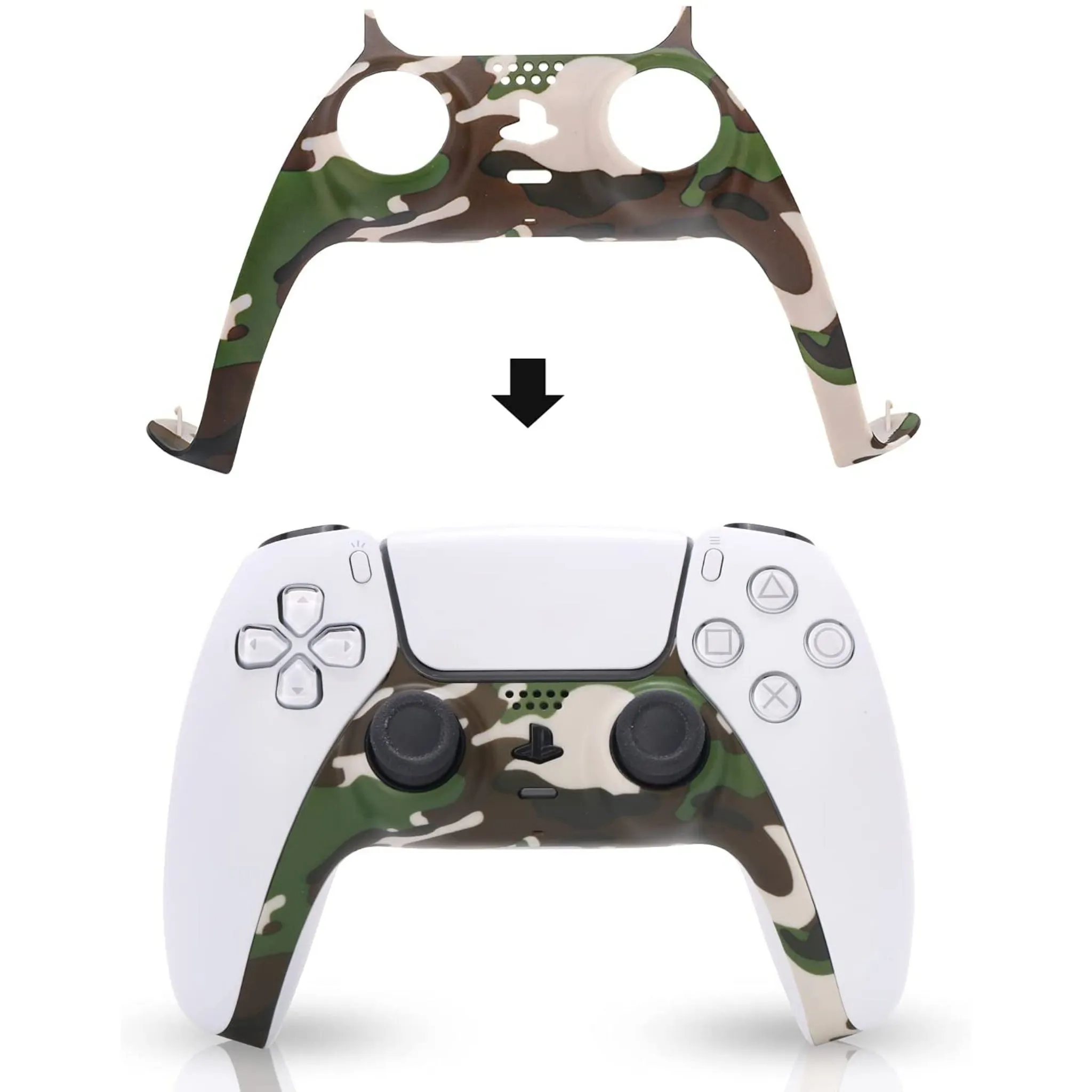 Decoration Shell Cover with Two Analog Grips For PS5 DualSense Controller