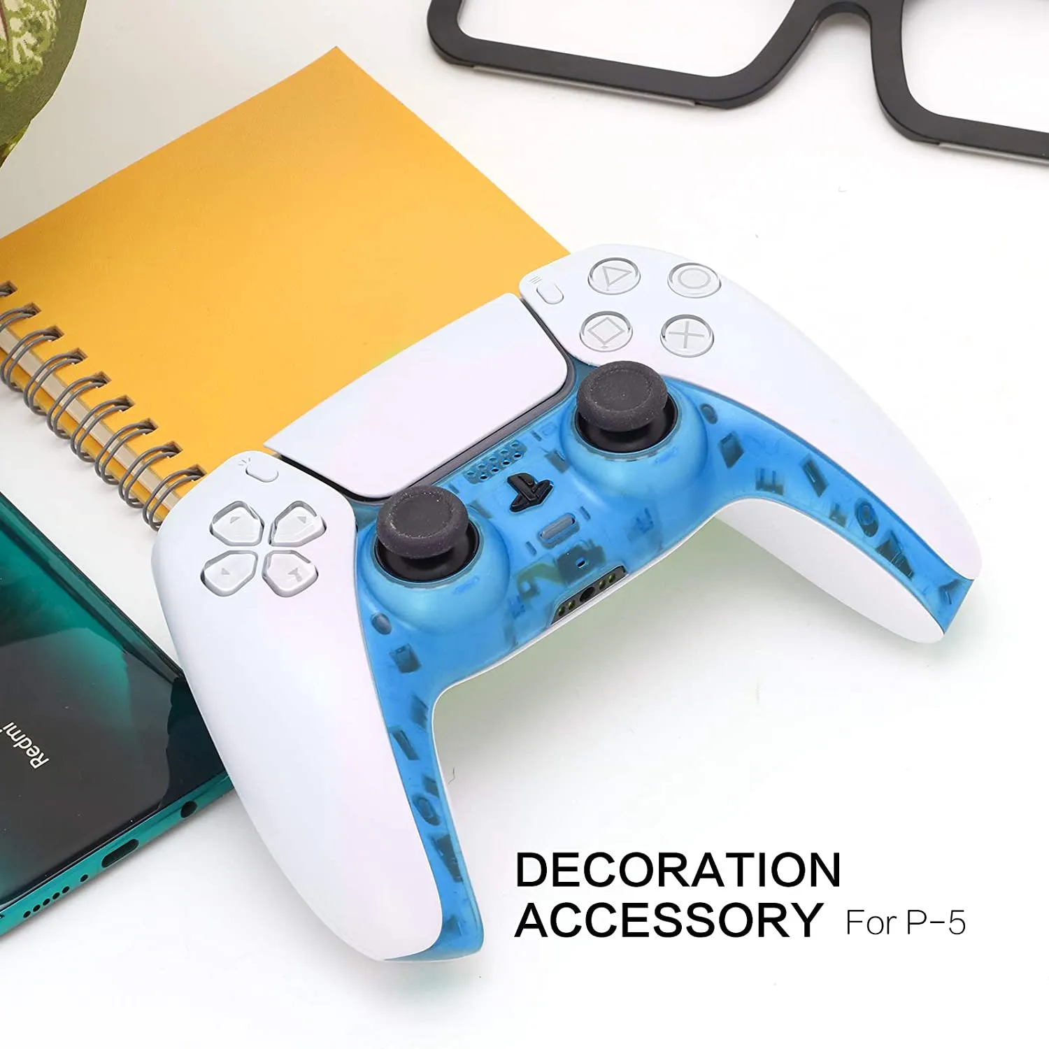 Decoration Shell Cover with Two Analog Grips For PS5 DualSense Controller