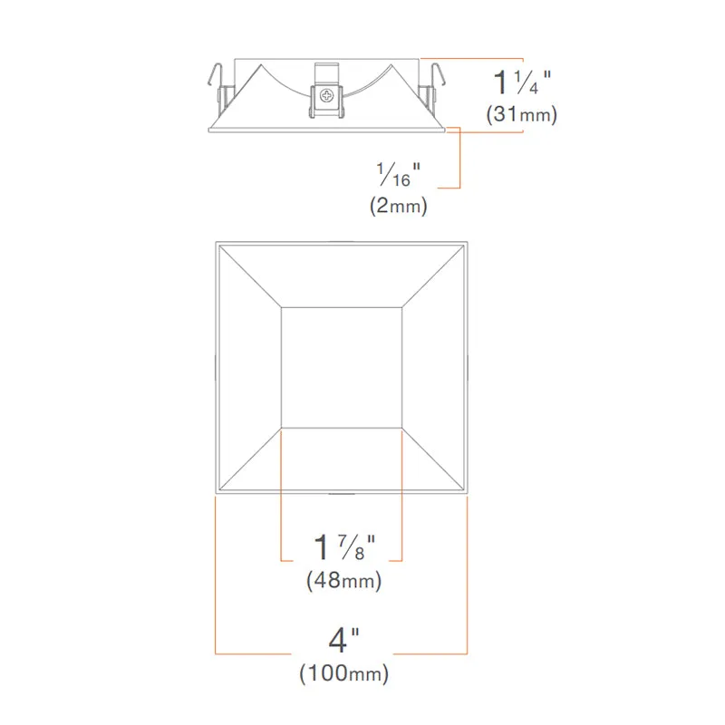 DMF M4TSS M Series 4" Square Beveled Flangeless Trim