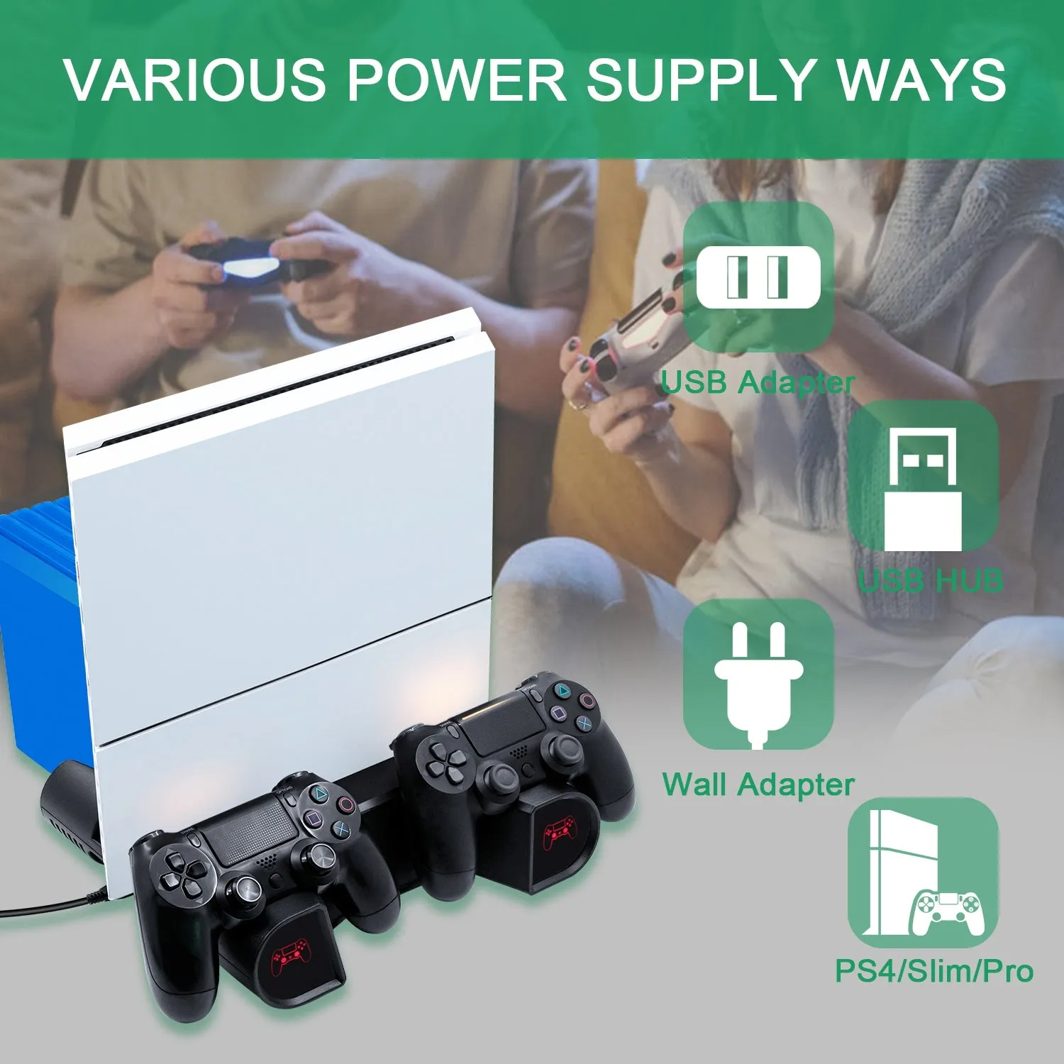 DOBE Mutifuntional LED Cooling Stand Charging Stand Dual Controller Charger for PS4 / Slim for PS4 Pro (TP4-0406)
