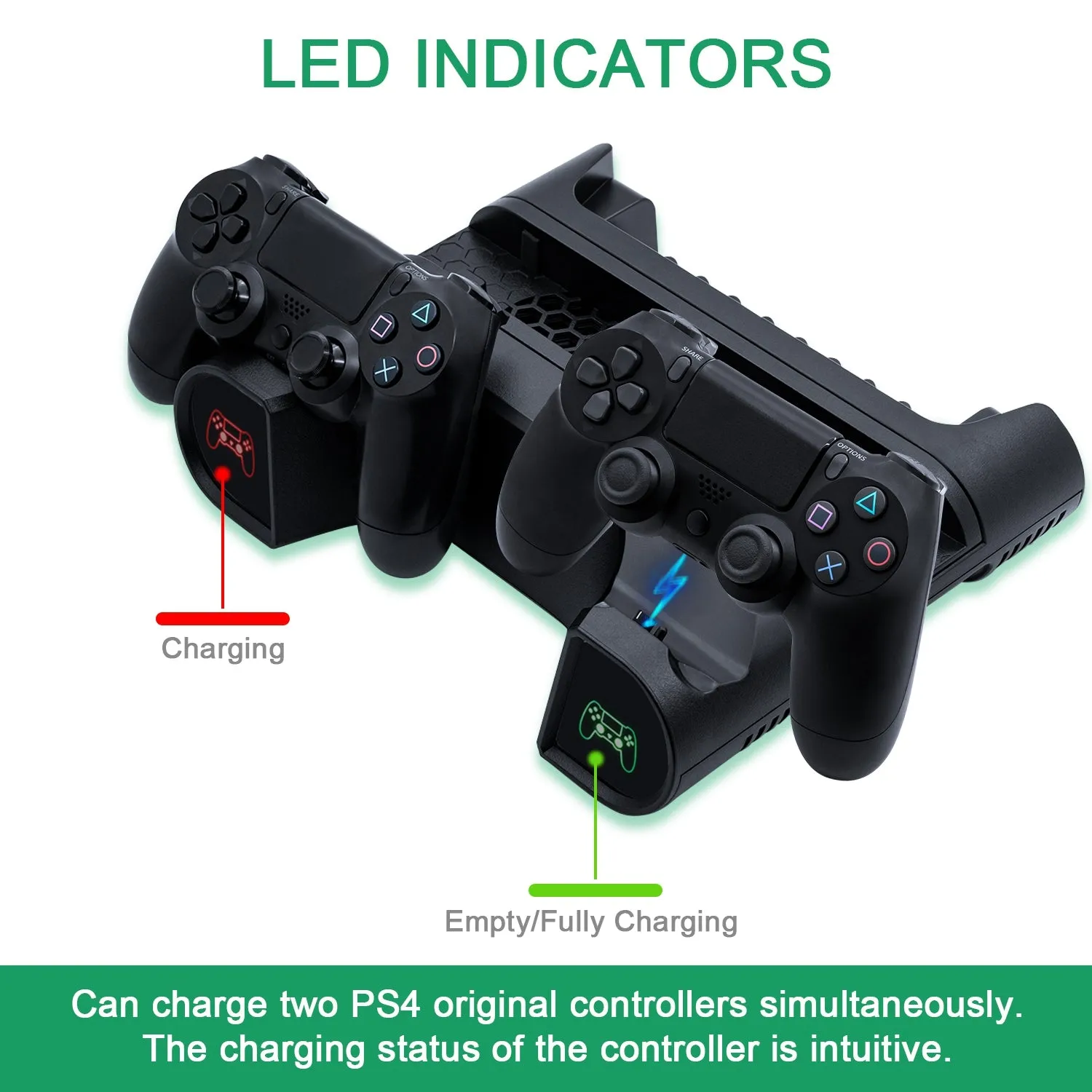 DOBE Mutifuntional LED Cooling Stand Charging Stand Dual Controller Charger for PS4 / Slim for PS4 Pro (TP4-0406)