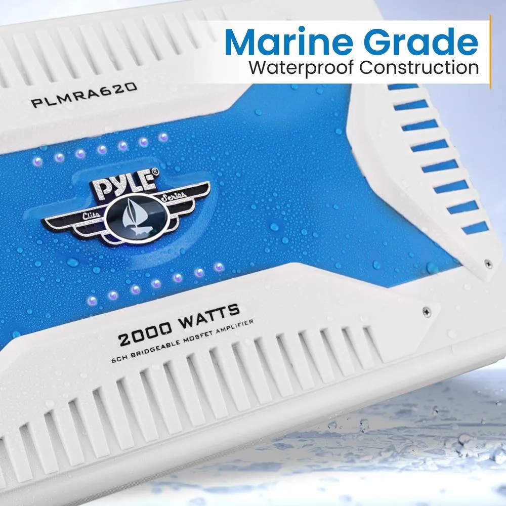 Elite Series Waterproof Amplifier, Bridgeable 2000 Watt 6-Channel Amp