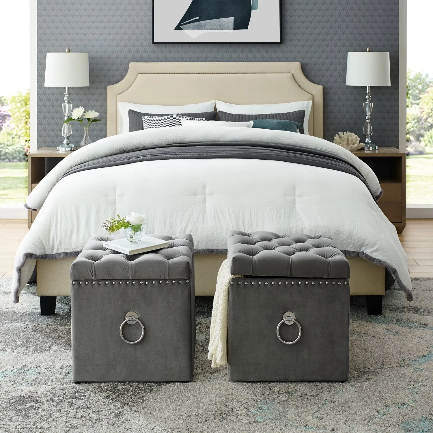 Ella Velvet Storage Ottoman