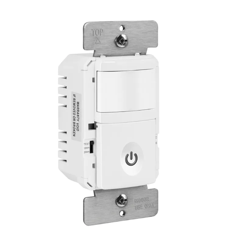 Enerlites HMOS 180° PIR Occupancy/Vacancy Motion Sensor Wall Switch, Neutral Wire Required, Single Pole
