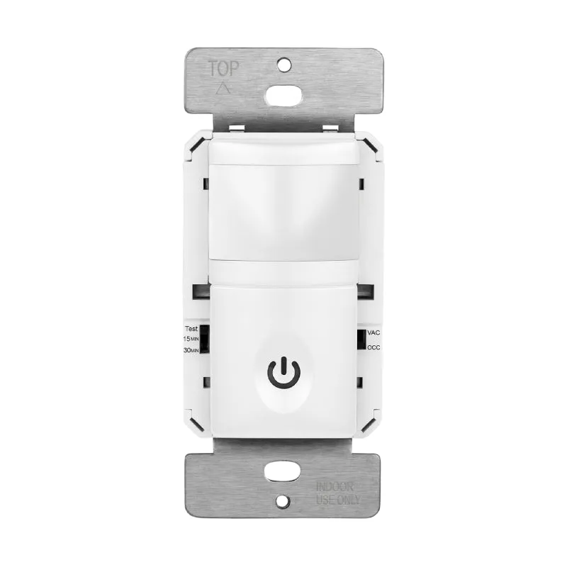 Enerlites HMOS 180° PIR Occupancy/Vacancy Motion Sensor Wall Switch, Neutral Wire Required, Single Pole