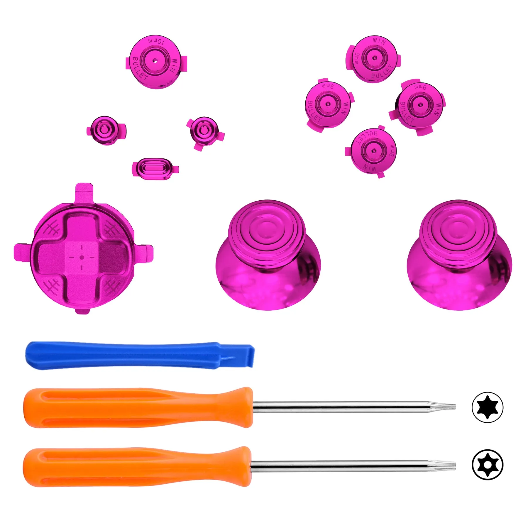 eXtremeRate 11 in 1 Custom Purple Metal Buttons for Xbox Series X/S Controller, Aluminum Alloy Dpad Start Back Share Button, Replacement Thumbsticks, Home ABXY Bullet Buttons for Xbox Core Controller - JX3E005