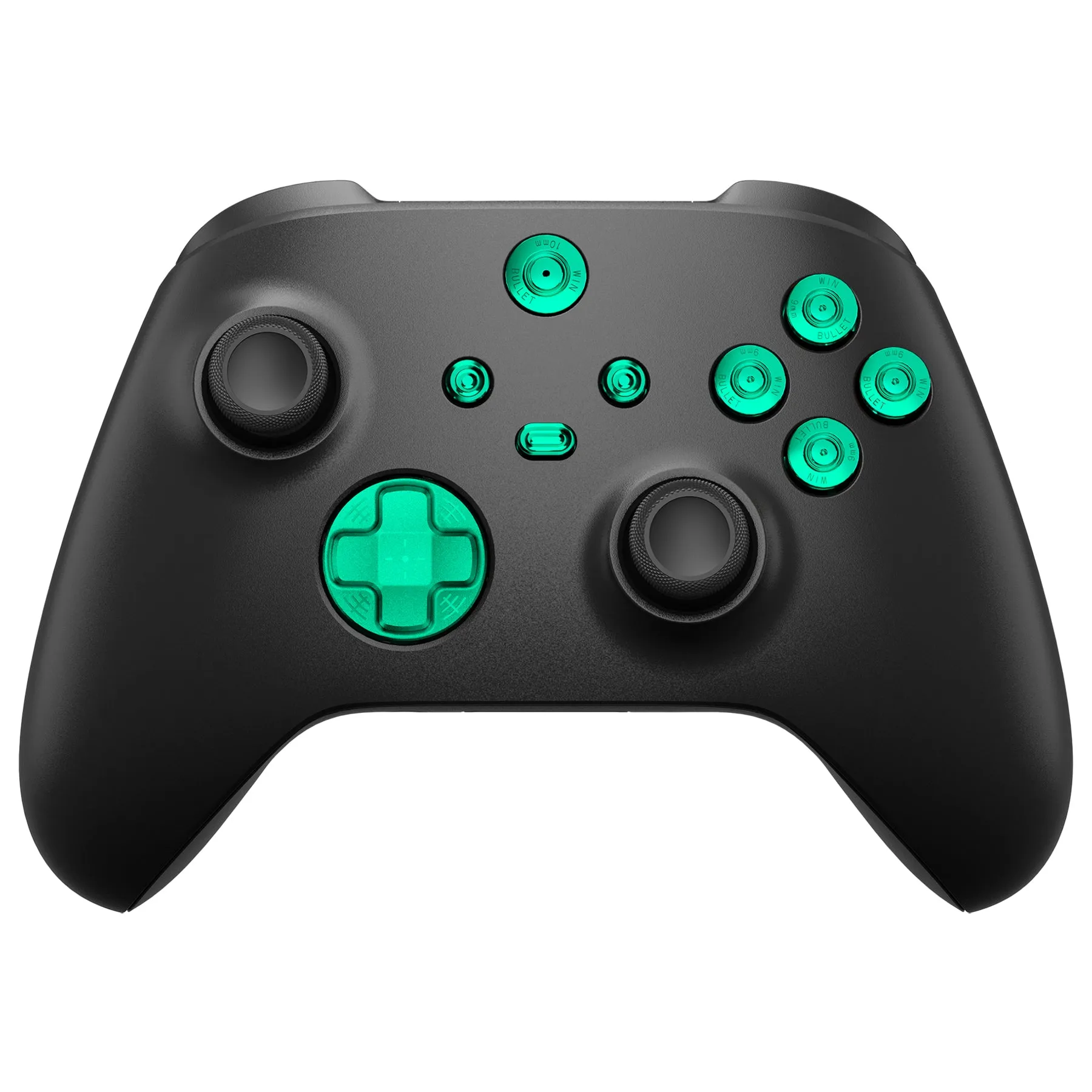eXtremeRate 9 in 1 Custom Green Metal Buttons for Xbox Series X/S Controller, Replacement Aluminum Alloy Dpad Start Back Share Button, Home ABXY Bullet Buttons for Xbox Core Controller - JX3D006
