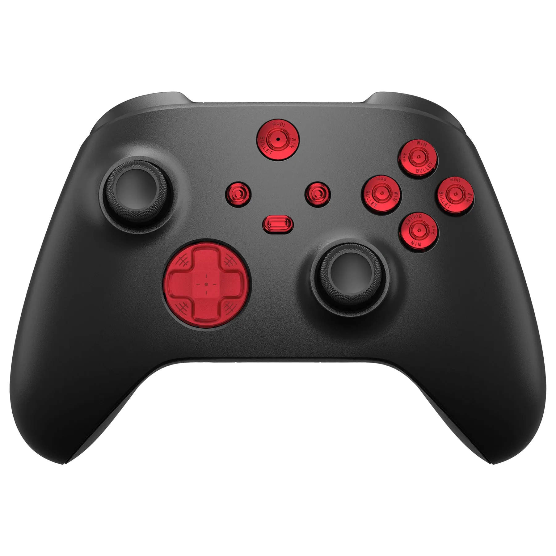 eXtremeRate 9 in 1 Custom Red Metal Buttons for Xbox Series X/S Controller, Replacement Aluminum Alloy Dpad Start Back Share Button, Home ABXY Bullet Buttons for Xbox Core Controller - JX3D003
