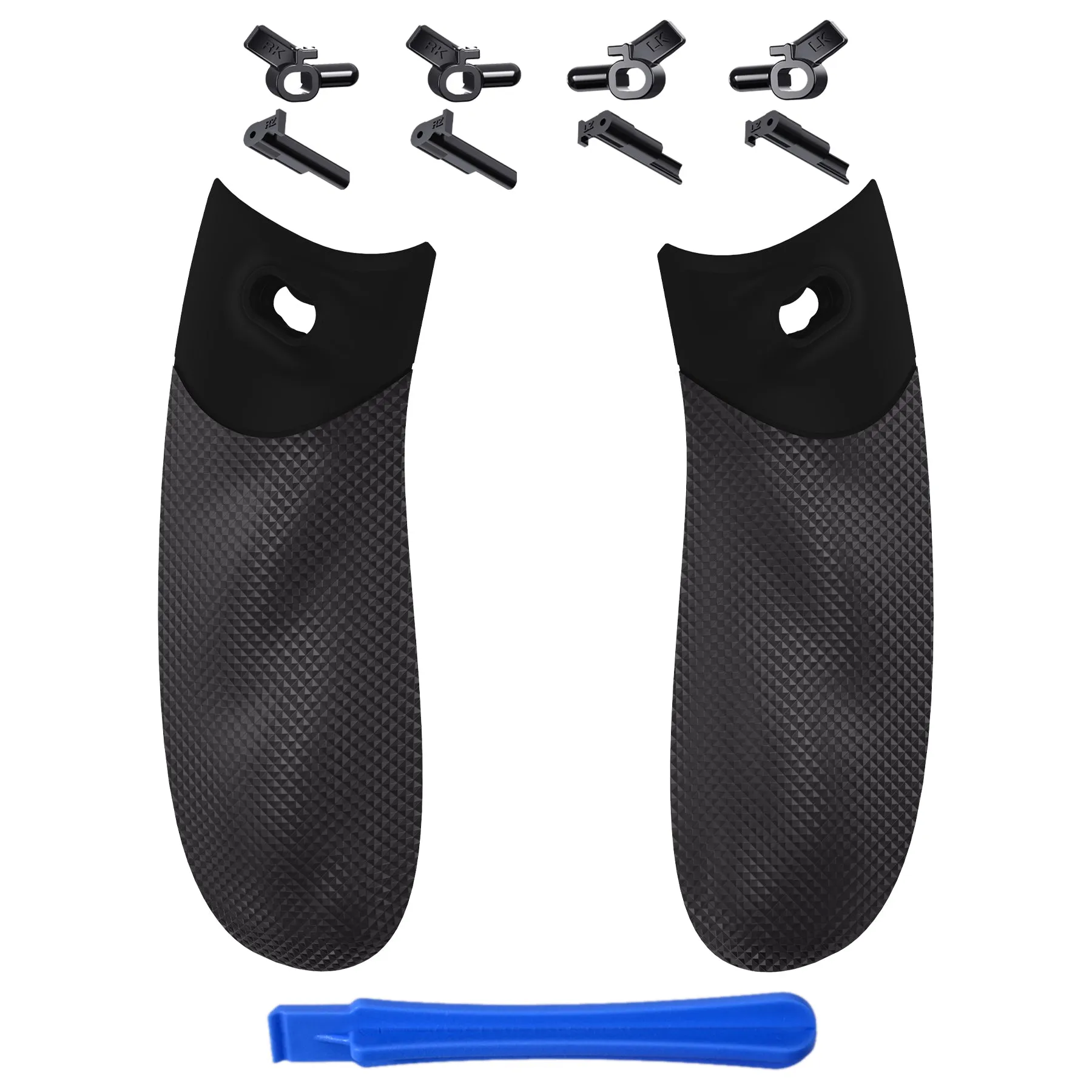 eXtremeRate Black FLEXOR Rubberized Side Rails Grips Trigger Stop Kit for Xbox Series X / S Controller, Anti-Slip Ergonomic Trigger Stopper Handle Grips for Xbox Core Controller - Diamond Textured - PX3Q3001