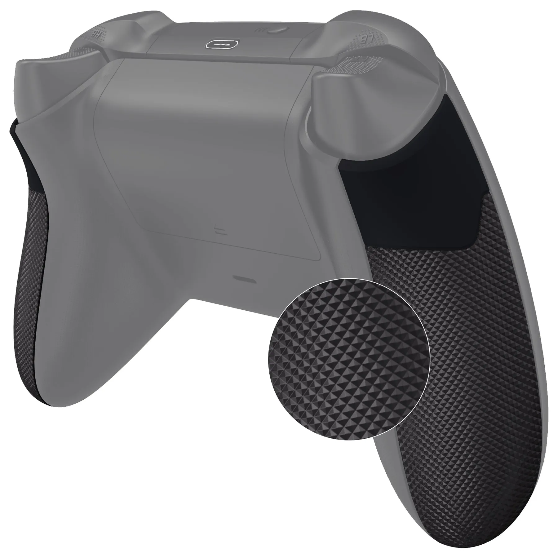 eXtremeRate Black Performance Non-Slip Texture Rubberized Grips Replacement Back Panels for Xbox Series X/S Controller - PX3C3001