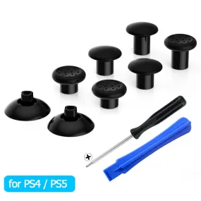 eXtremeRate Black ThumbsGear Interchangeable Ergonomic Thumbstick for PS4 Slim PS4 Pro PS5 Controller with 3 Height Domed and Concave Grips Adjustable Joystick - P4J1101