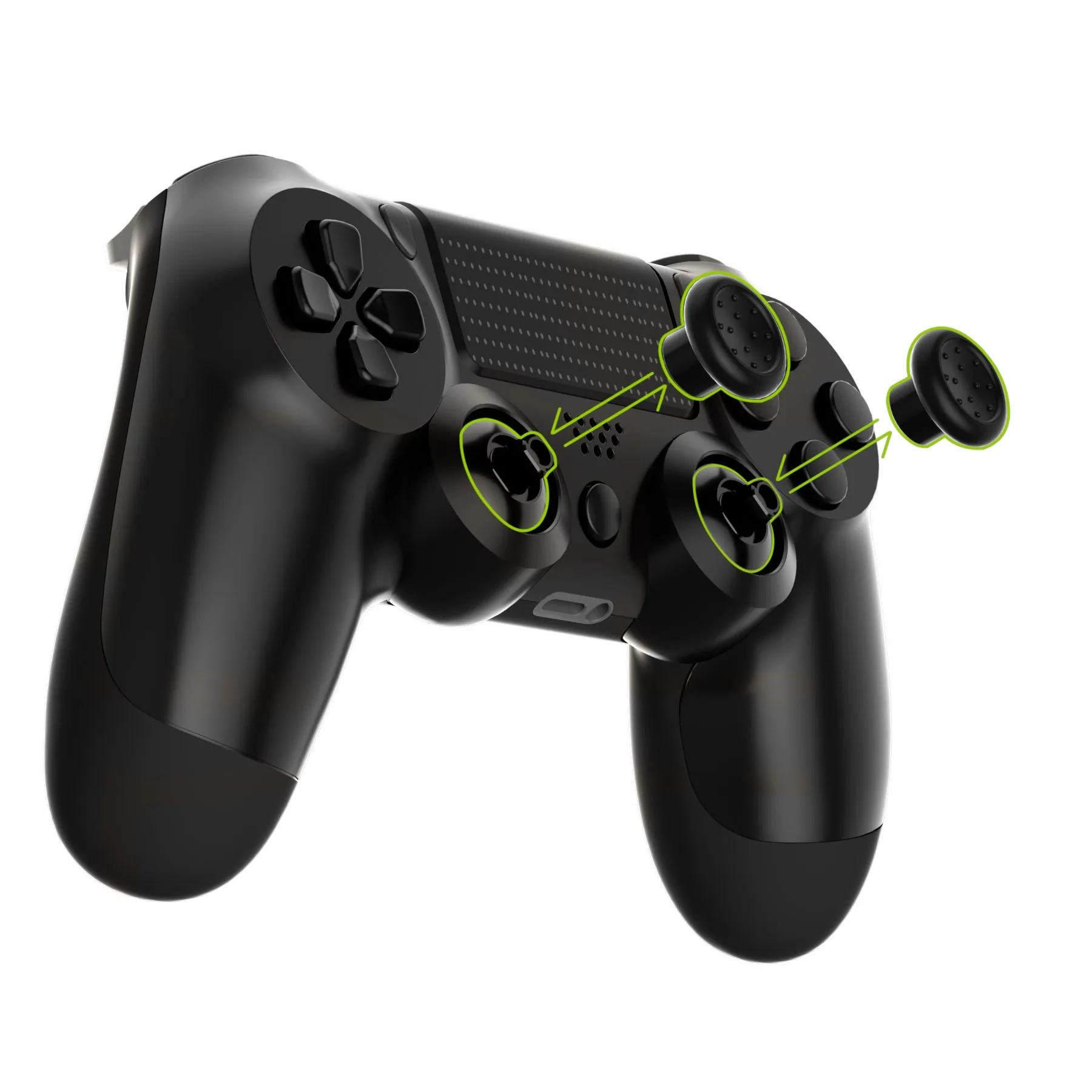 eXtremeRate Black ThumbsGear Interchangeable Ergonomic Thumbstick for PS4 Slim PS4 Pro PS5 Controller with 3 Height Domed and Concave Grips Adjustable Joystick - P4J1101